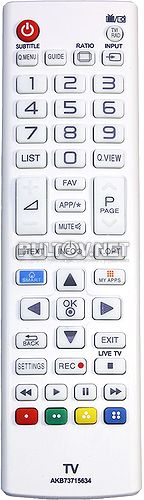 AKB73715634 (белый) неоригинальный пульт для телевизоров LG 26LN460R и других